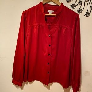beautiful red blouse with onyx buttons.